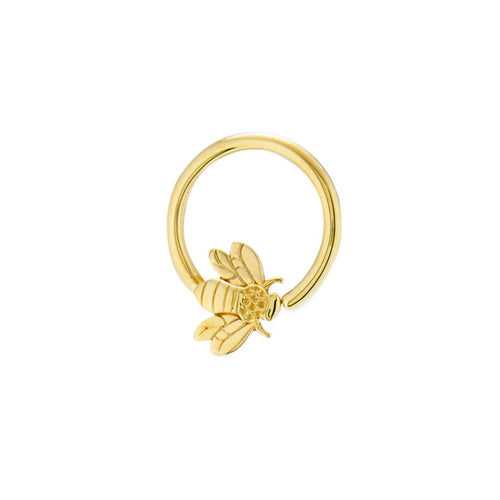 Flying Bee Seamless Ring - 16g 1/2 14K Yellow Gold Nipple