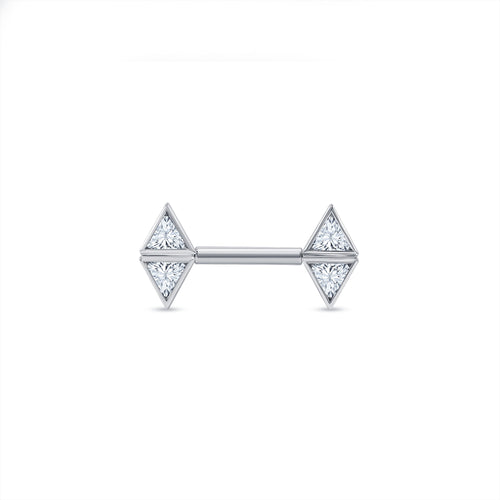 Double Triangle Bezel Straight Barbell